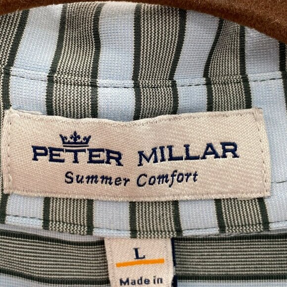 Peter Millar Blue Stripe Summer Comfort Polo Men's Size L - Picture 4 of 7
